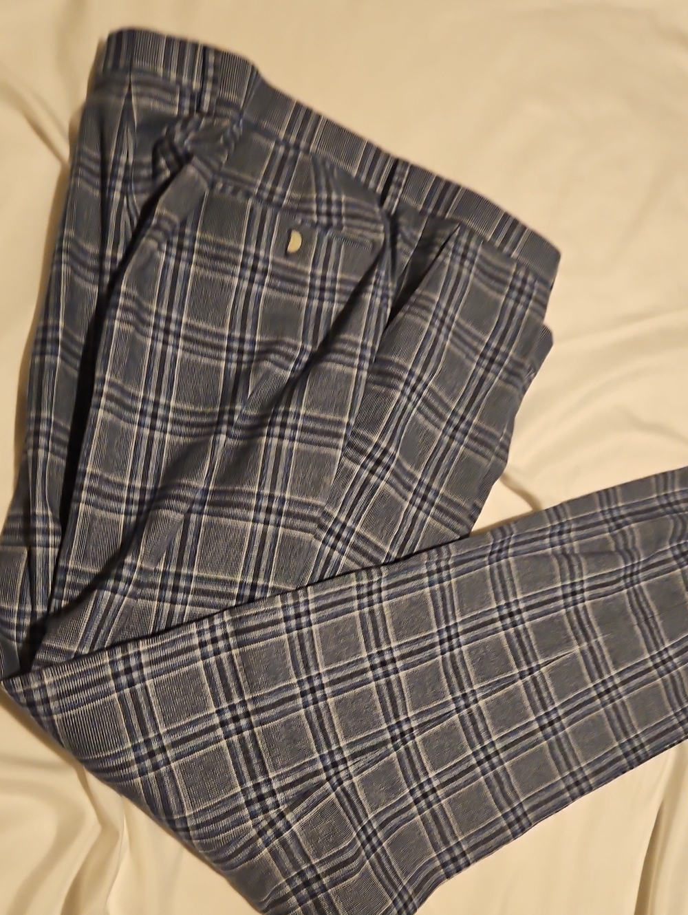 Tommy Hilfiger Navy and White Plaid Men's Dress Pants